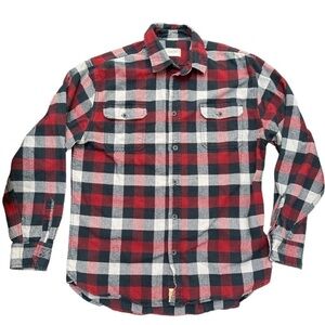 JACHS Plaid 100% Cotton Flannel Long Sleeve Button Up